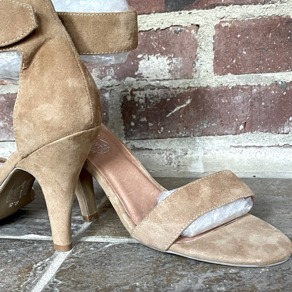 Jeffrey Campbell Great Moments Hough Tan Suede Ankle Strap Heels Pumps Size 9.5 - Picture 14 of 16